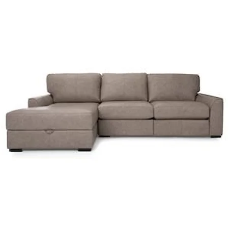 Leather Power Sectional with Storage Chaise